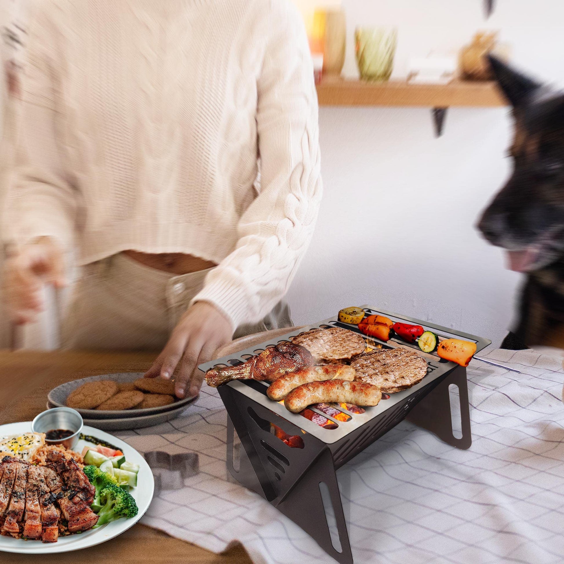 Bodkar Charcoal Grill, Portable BBQ Smoker - Lightweight Tabletop Outdoor Grill for Camping, Picnics, Garden, Beach Parties - 6"*4.6"*4.9 - CookCave