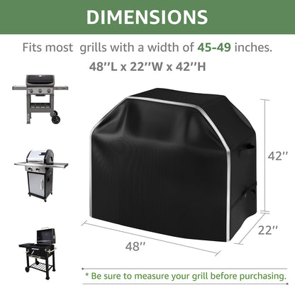 BOLUO Grill Cover for Outdoor Grill 48 inch - Heavy Duty 600D Material, Waterproof BBQ Grill Cover Outside, Barbecue Grill Cover UV & Fade Resistant, Gas Grill Covers for Weber, Nexgrill - CookCave