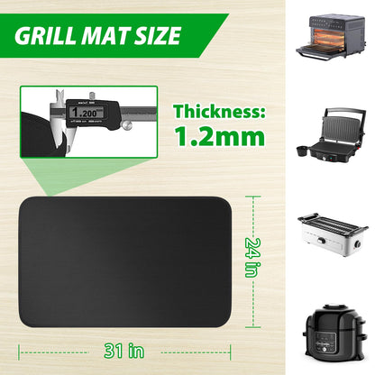 Boribim Under Grill Mat for Outdoor Grill, 24 x 31 Inchs Heat Resistant Grill Mat for Countertop, Fire Pit Mat, Double-Sided Fireproof Grill Pad, Oil-Proof Waterproof BBQ Protector for Table (1.2mm) - CookCave