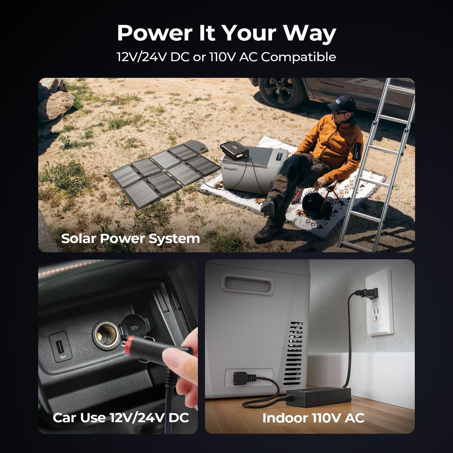 BougeRV 12 Volt Refrigerator 12V Car Fridge 23 Quart Portable Freezer Compressor Cooler 12/24V DC 110~240 Volt AC for Truck Van RV Camper SUV Travel Camping Road Trips Tailgating -7℉~50℉ - CookCave