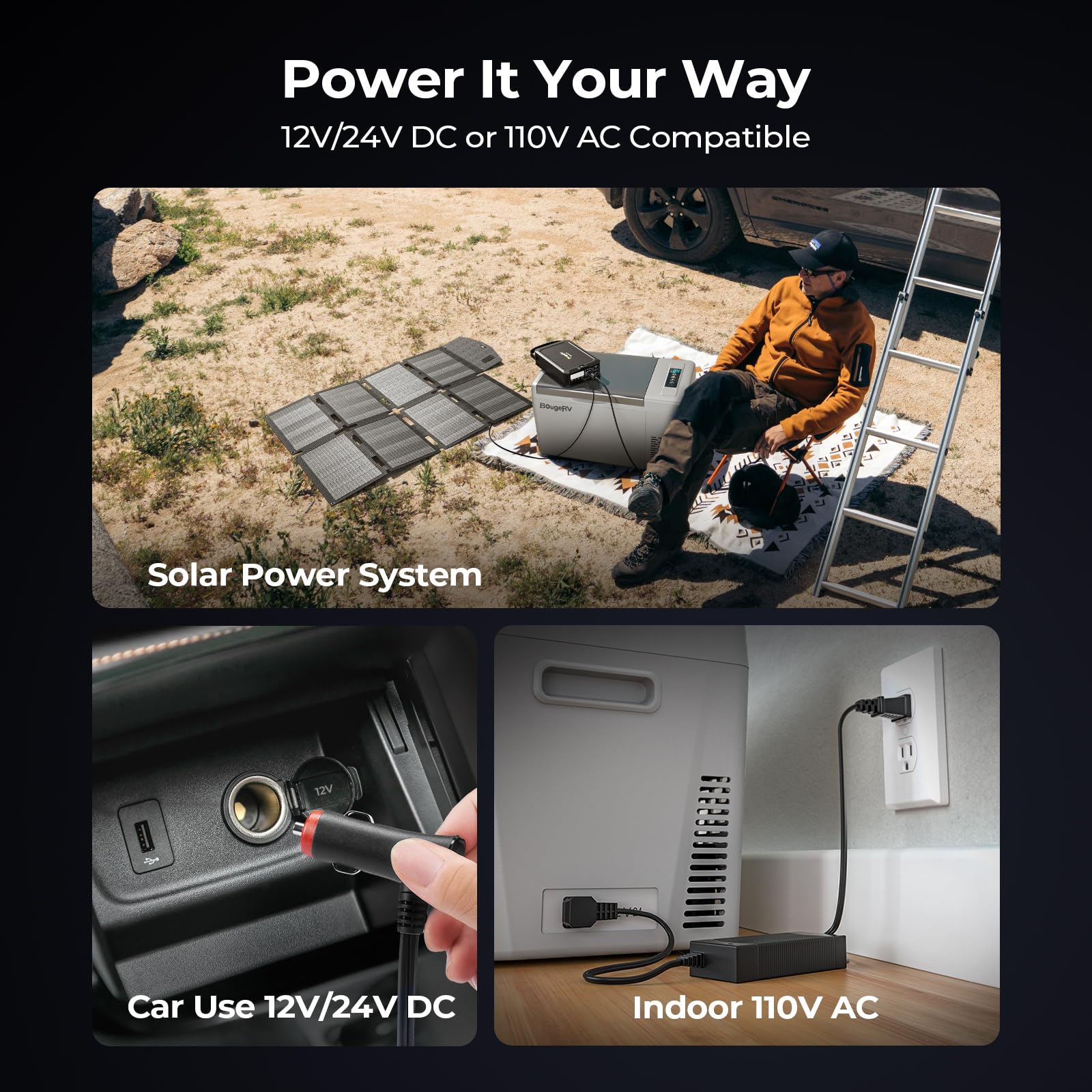 BougeRV 12 Volt Refrigerator 12V Car Fridge 23 Quart Portable Freezer Compressor Cooler 12/24V DC 110~240 Volt AC for Truck Van RV Camper SUV Travel Camping Road Trips Tailgating -7℉~50℉ - CookCave