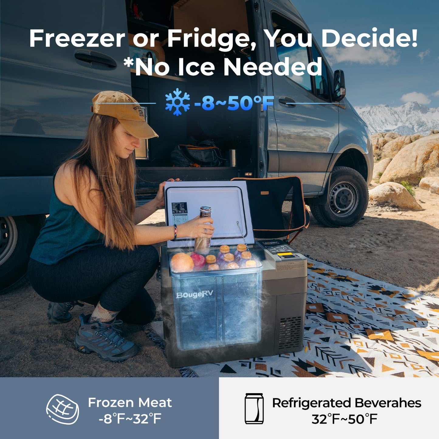 BougeRV 12 Volt Refrigerator, CRPRO 30 Quart 12V Car Fridge, Portable Freezer (-8℉~50℉), Compressor Electric Cooler with 12V/24 DC, 110-240 AC for Outdoor Camping Overlanding Truck RV SUV Van - CookCave