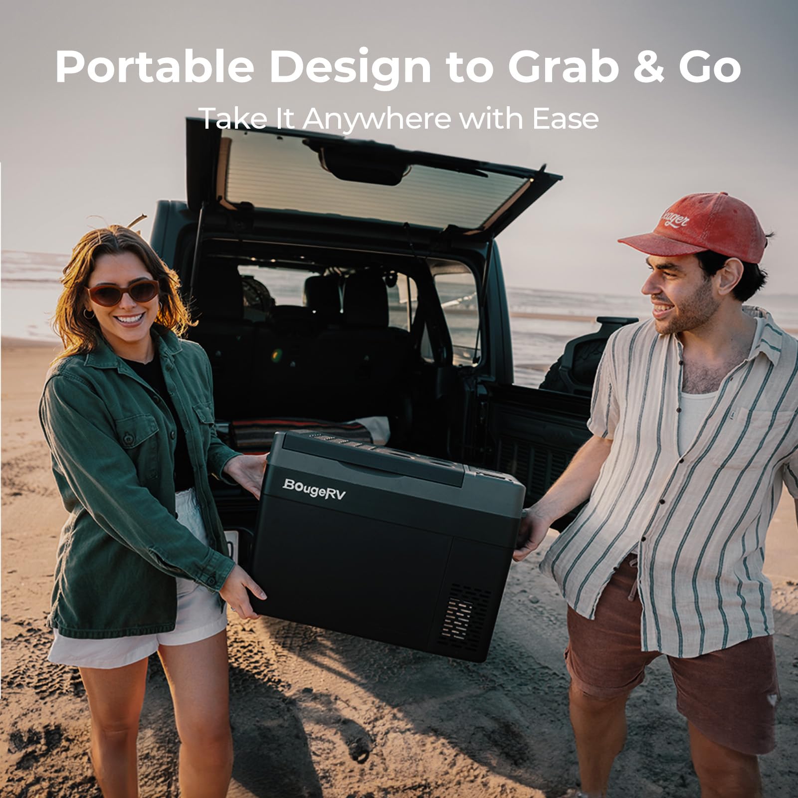 BougeRV 12 Volt Refrigerator, CRPRO 30 Quart 12V Car Fridge, Portable Freezer (-8℉~50℉), Compressor Electric Cooler with 12V/24 DC, 110-240 AC for Outdoor Camping Overlanding Truck RV SUV Van - CookCave