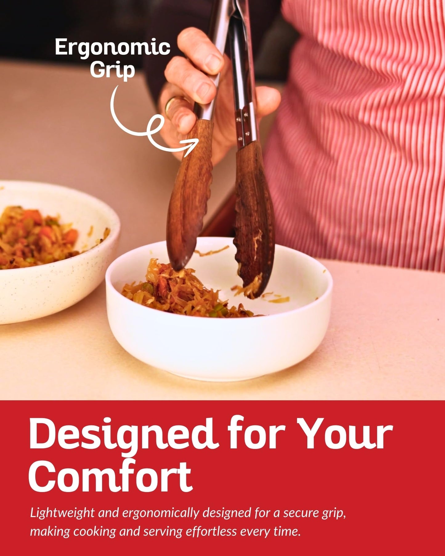 Boxiki Kitchen Tongs for Cooking with Wooden Tips - Nonstick Cooking Tongs & Salad Tongs for Serving Food, Grilling, Cooking, BBQ and Tossing Salad - Made of Natural Walnut Wood, Size 12-inch - CookCave