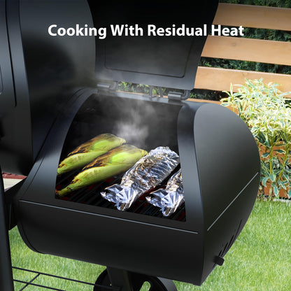 Brand-Man Charcoal Offset Smoker Grill, Heavy-Duty 18'' Barrel BBQ Grill Smoker Combo with Side Fire Box for Outdoor Patio and Backyard Cooking - CookCave