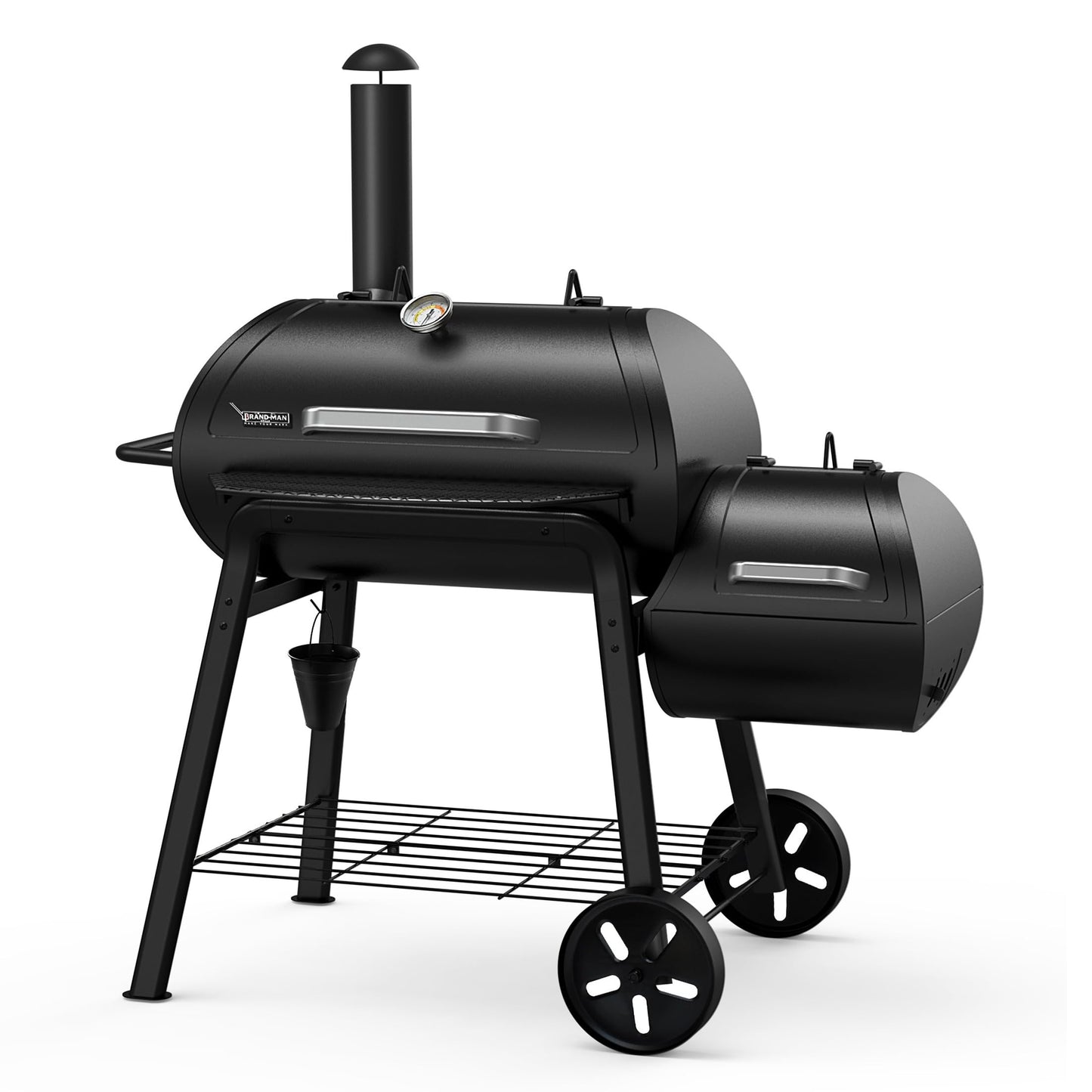 Brand-Man Charcoal Offset Smoker Grill, Heavy-Duty 18'' Barrel BBQ Grill Smoker Combo with Side Fire Box for Outdoor Patio and Backyard Cooking - CookCave