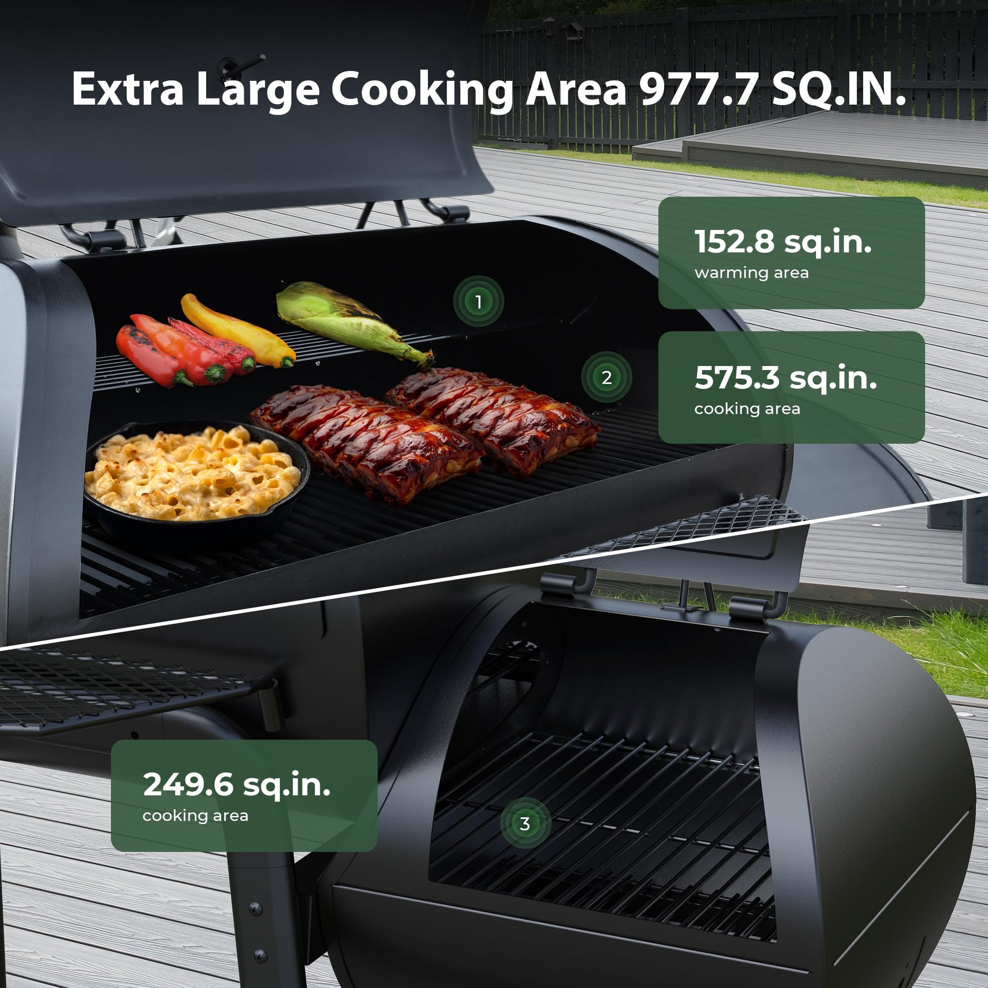 Brand-Man Charcoal Offset Smoker Grill, Heavy-Duty 18'' Barrel BBQ Grill Smoker Combo with Side Fire Box for Outdoor Patio and Backyard Cooking - CookCave