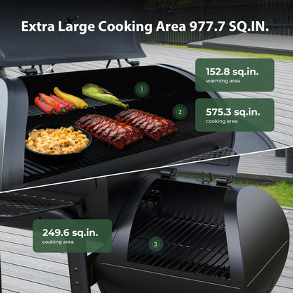 Brand-Man Charcoal Offset Smoker Grill, Heavy-Duty 18'' Barrel BBQ Grill Smoker Combo with Side Fire Box for Outdoor Patio and Backyard Cooking - CookCave
