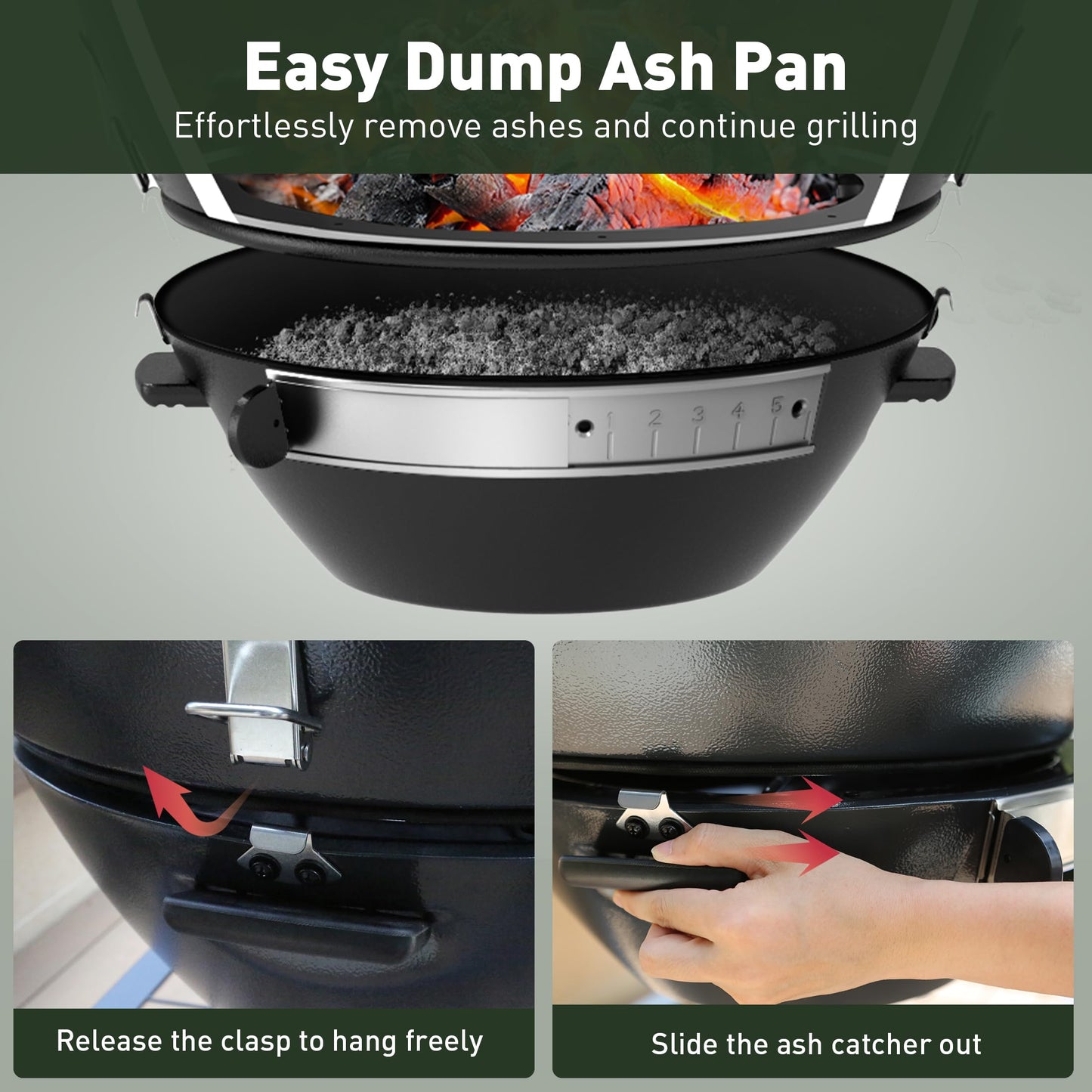 Brand-Man RODEO Steel Kamado Charcoal Grill & Smoker - 22" Cast Iron Grates, Grilling Basket, Large Prep Table Cart, Ideal for Outdoor Cooking - CookCave