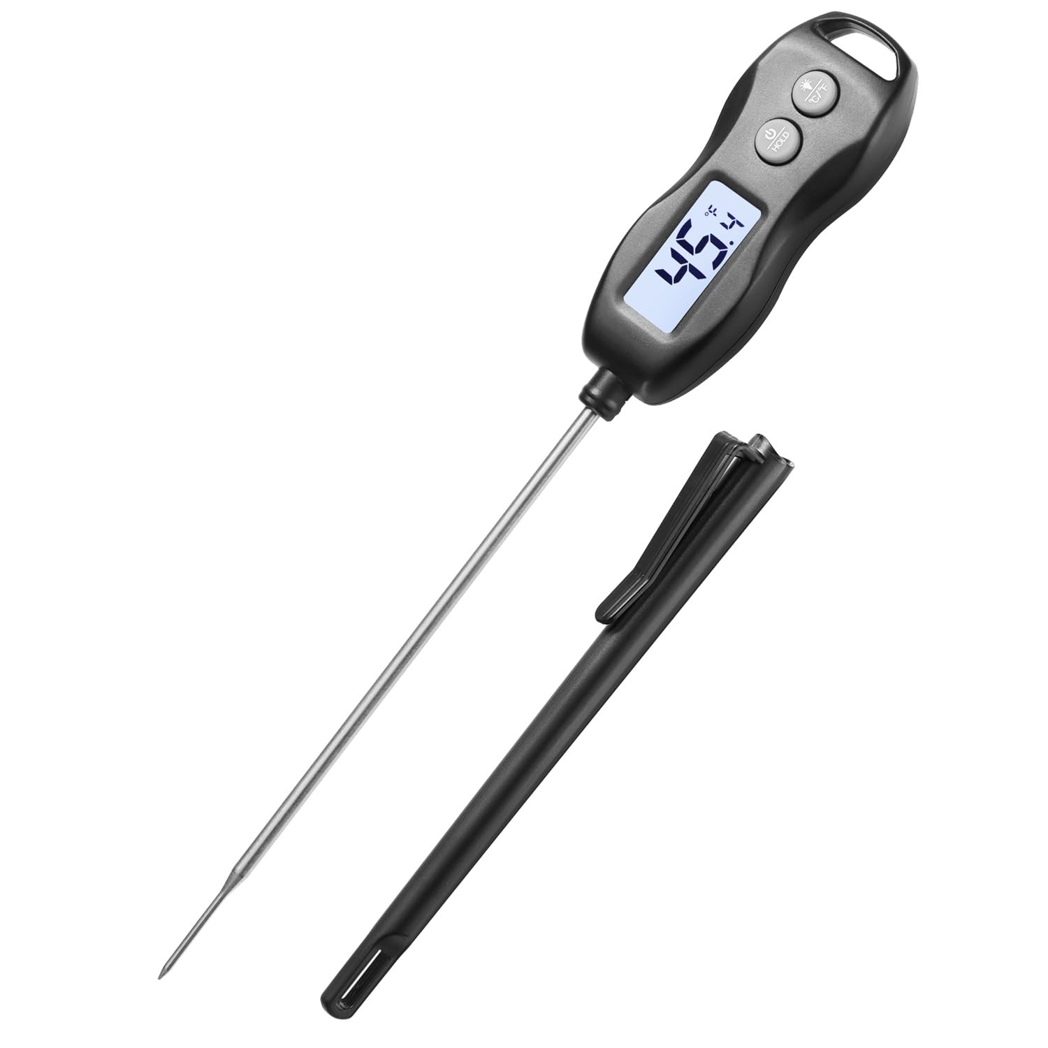 BRAPILOT Digital Meat Thermometer Backlight,Waterproof Instant Read Food Thermometer for Cooking Grilling BBQ Baking Liquids Beef Turkey (Black) - CookCave