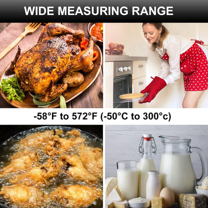 BRAPILOT Digital Meat Thermometer Backlight,Waterproof Instant Read Food Thermometer for Cooking Grilling BBQ Baking Liquids Beef Turkey (Black) - CookCave