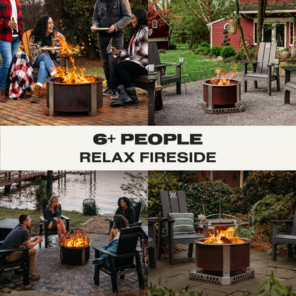 Breeo Smokeless FIrePit (X Series 24, Corten Steel) - 27.5" Smokeless Fire Pit for Outside - 62 lbs - Ideal for Families - Compatible with Wide Range of Breeo Accessories - Gifts for Dad - CookCave