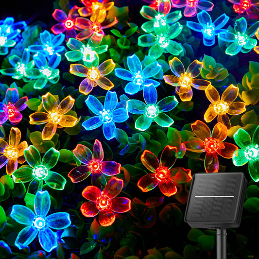 Brightown 60 LED Flower Solar String Lights Outdoor Waterproof Fairy Lights for Garden Yard Fence Patio Christmas Tree Wedding Party Decor, Multicolor - CookCave