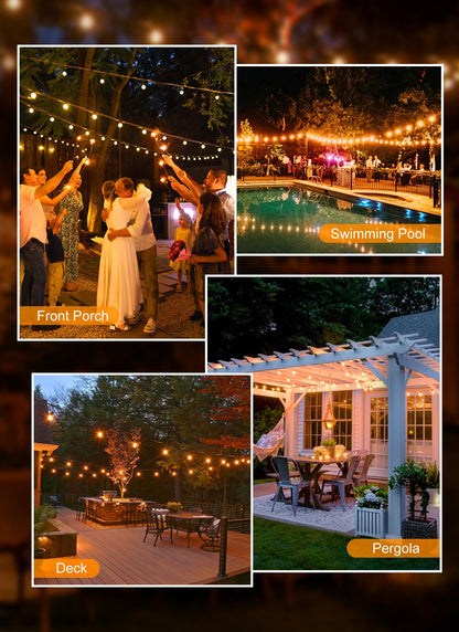 Brightown Outdoor String Lights - Connectable Dimmable LED Patio String Lights with G40 Globe Plastic Bulbs, All Weatherproof Hanging Lights for Outside Backyard Porch (50 ft - 25 LED Bulbs) - CookCave