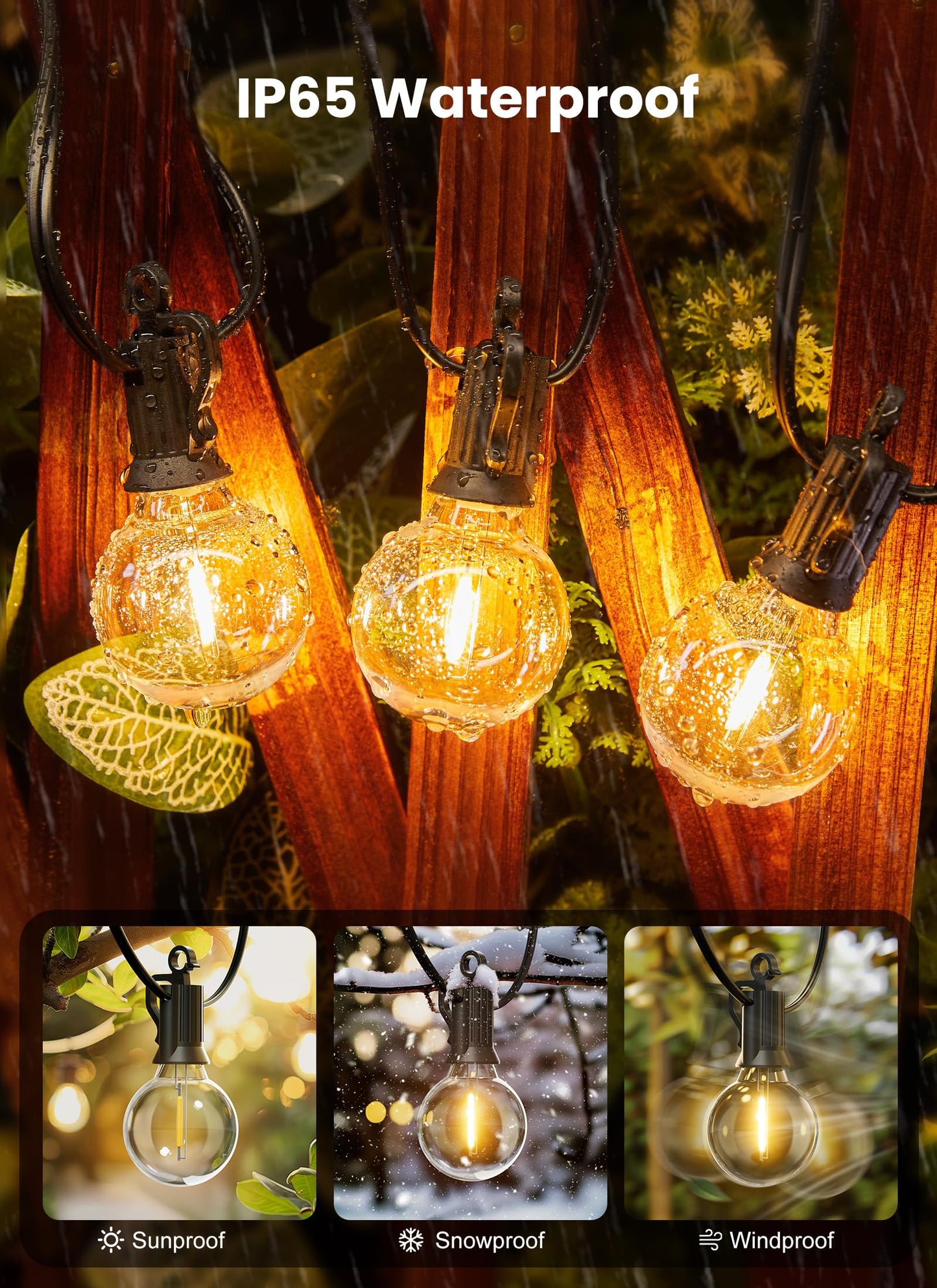Brightown Outdoor String Lights - Connectable Dimmable LED Patio String Lights with G40 Globe Plastic Bulbs, All Weatherproof Hanging Lights for Outside Backyard Porch (50 ft - 25 LED Bulbs) - CookCave