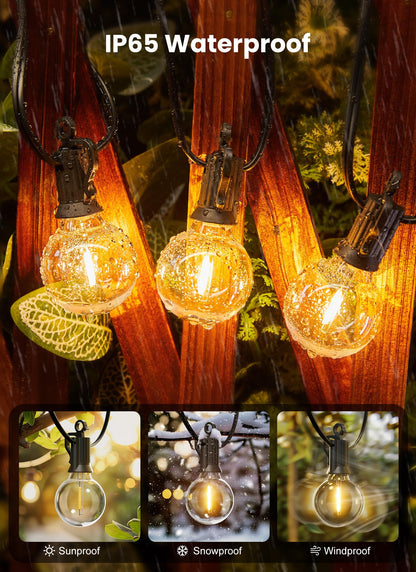 Brightown Outdoor String Lights - Connectable Dimmable LED Patio String Lights with G40 Globe Plastic Bulbs, All Weatherproof Hanging Lights for Outside Backyard Porch (50 ft - 25 LED Bulbs) - CookCave