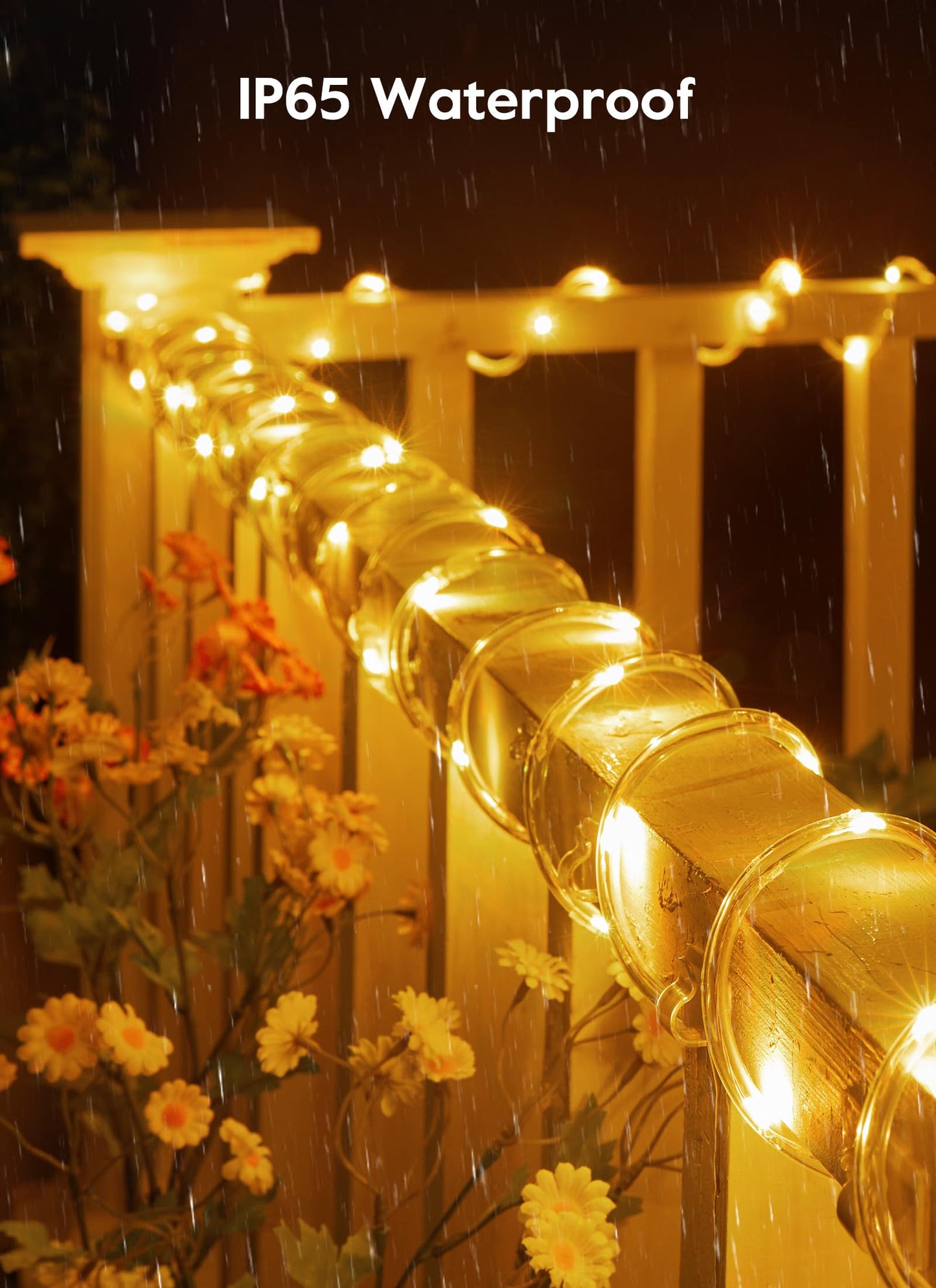 Brightown Solar Rope Lights, 39FT 100LED Outdoor Solar String Lights, IP65 Waterproof Solar Powered Fairy Lights with 8 Lighting Modes for Party Garden Yard Home Holiday Tree Decoration, Warm White - CookCave