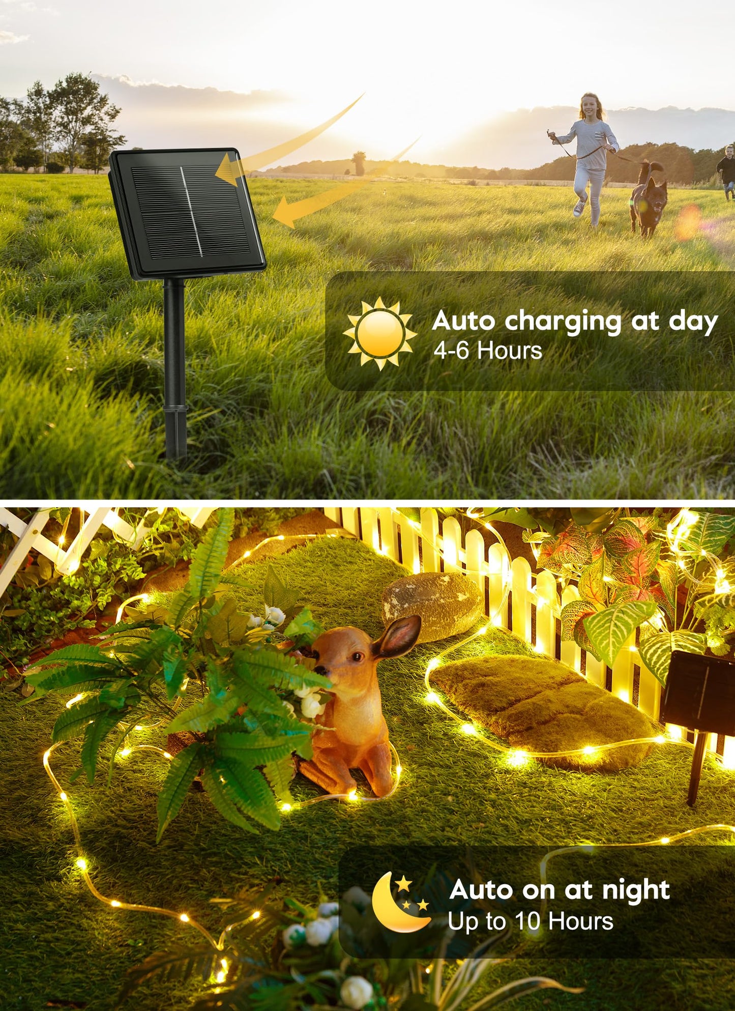 Brightown Solar Rope Lights, 39FT 100LED Outdoor Solar String Lights, IP65 Waterproof Solar Powered Fairy Lights with 8 Lighting Modes for Party Garden Yard Home Holiday Tree Decoration, Warm White - CookCave
