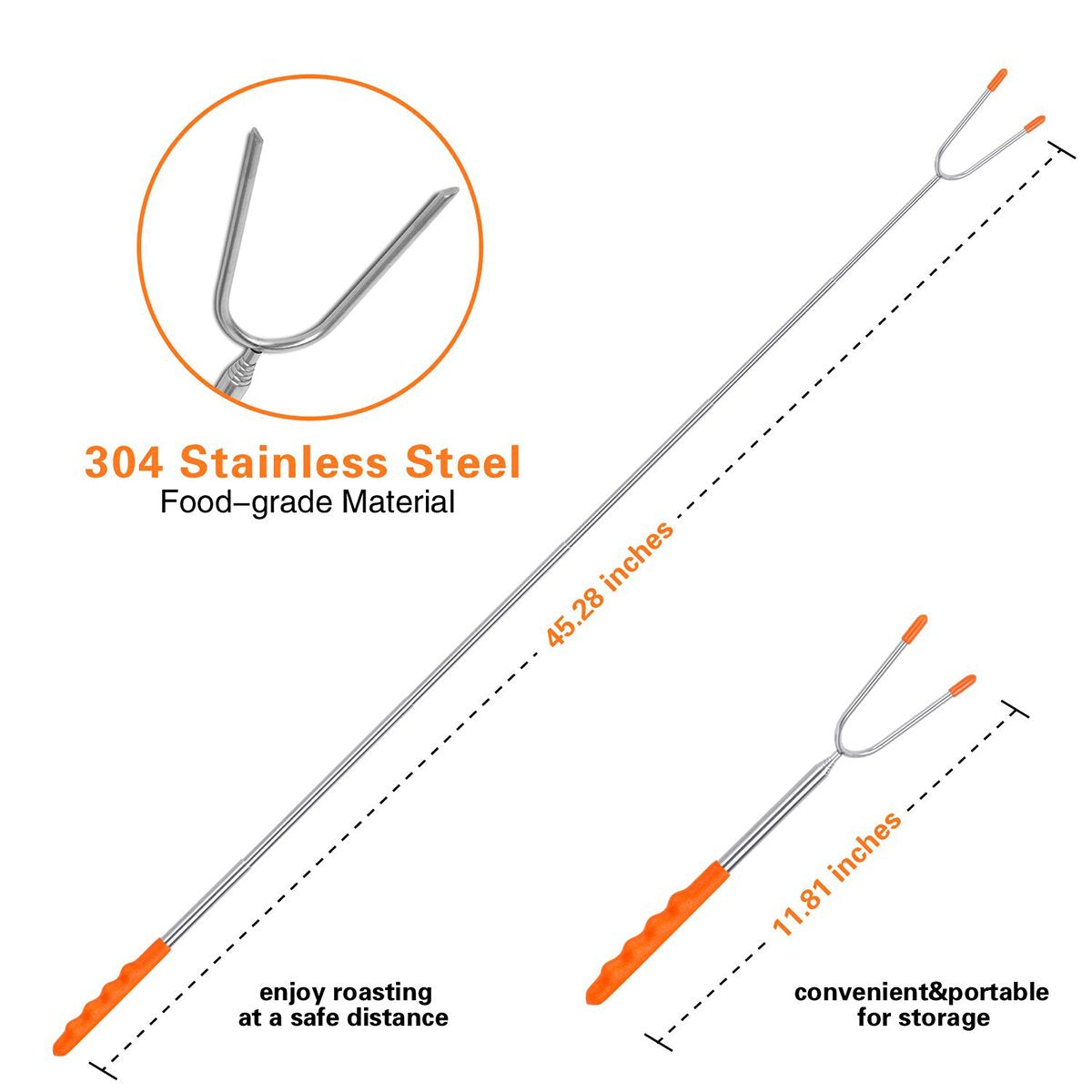 Briout Marshmallow Roasting Sticks 10 Pack Extra Long 45’’ Stainless Telescoping Hot Dog Smores Skewers Kids Safe Barbecue Forks for Campfire, Bonfire and Grill - CookCave