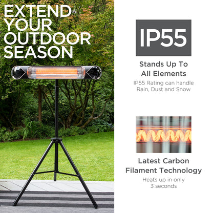 Briza Infrared Electric Patio Heater - Indoor/Outdoor Heater - Portable Wall/Garage Heater - 1500W - use with Stand - Mount to Ceiling/Wall) - CookCave