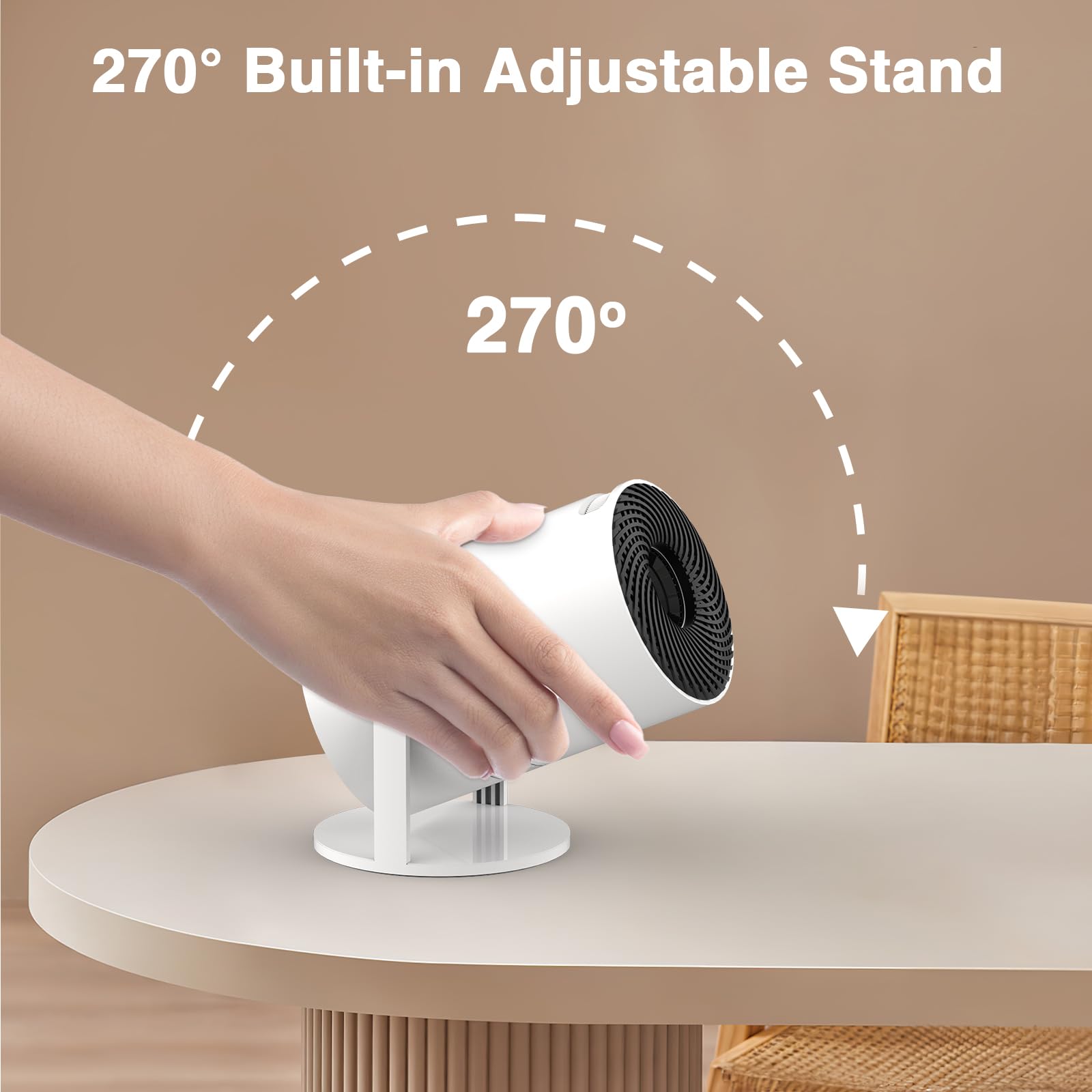 [Built-in -Apps] PANSEBA 270°Adjustable Smart Mini Projector with WiFi 6 and Bluetooth, Auto Keystone Outdoor Movie Projector, Big Screen Home Portable Projector for Phone/TV Stick/Laptop/HDMI - CookCave