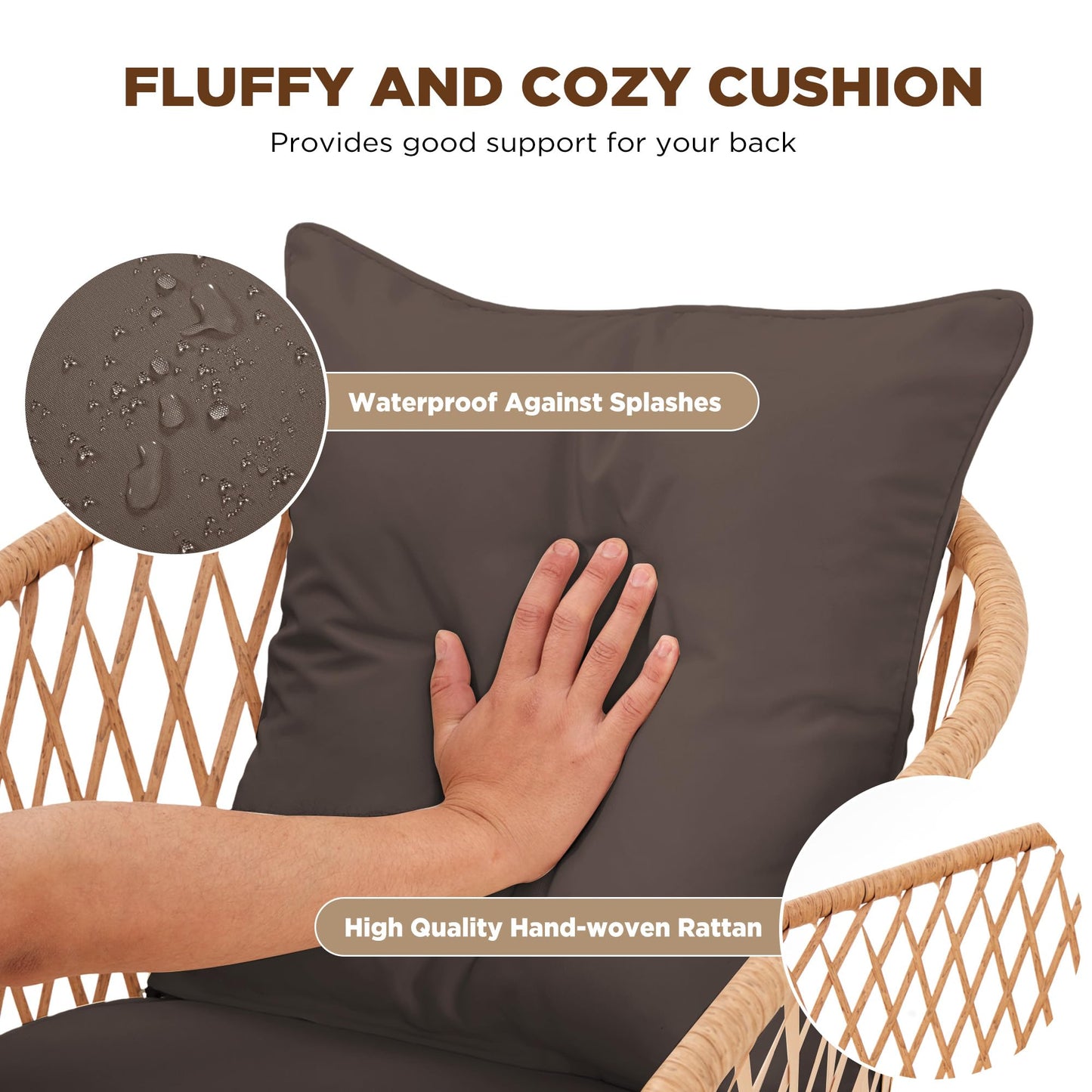 BUPPLEE 7-Piece Outdoor Patio Dining Set for 6,Wicker Rattan Outdoor Furniture Set with Umbrella Hole,6 Wicker Chairs with Cushion and Pillow,6-Person Patio Dining for Backyard Poolside Garden-Brown - CookCave