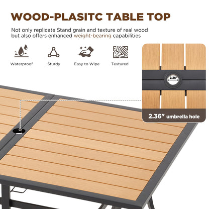 BUPPLEE 7-Piece Outdoor Patio Dining Set for 6,Wicker Rattan Outdoor Furniture Set with Umbrella Hole,6 Wicker Chairs with Cushion and Pillow,6-Person Patio Dining for Backyard Poolside Garden-Brown - CookCave