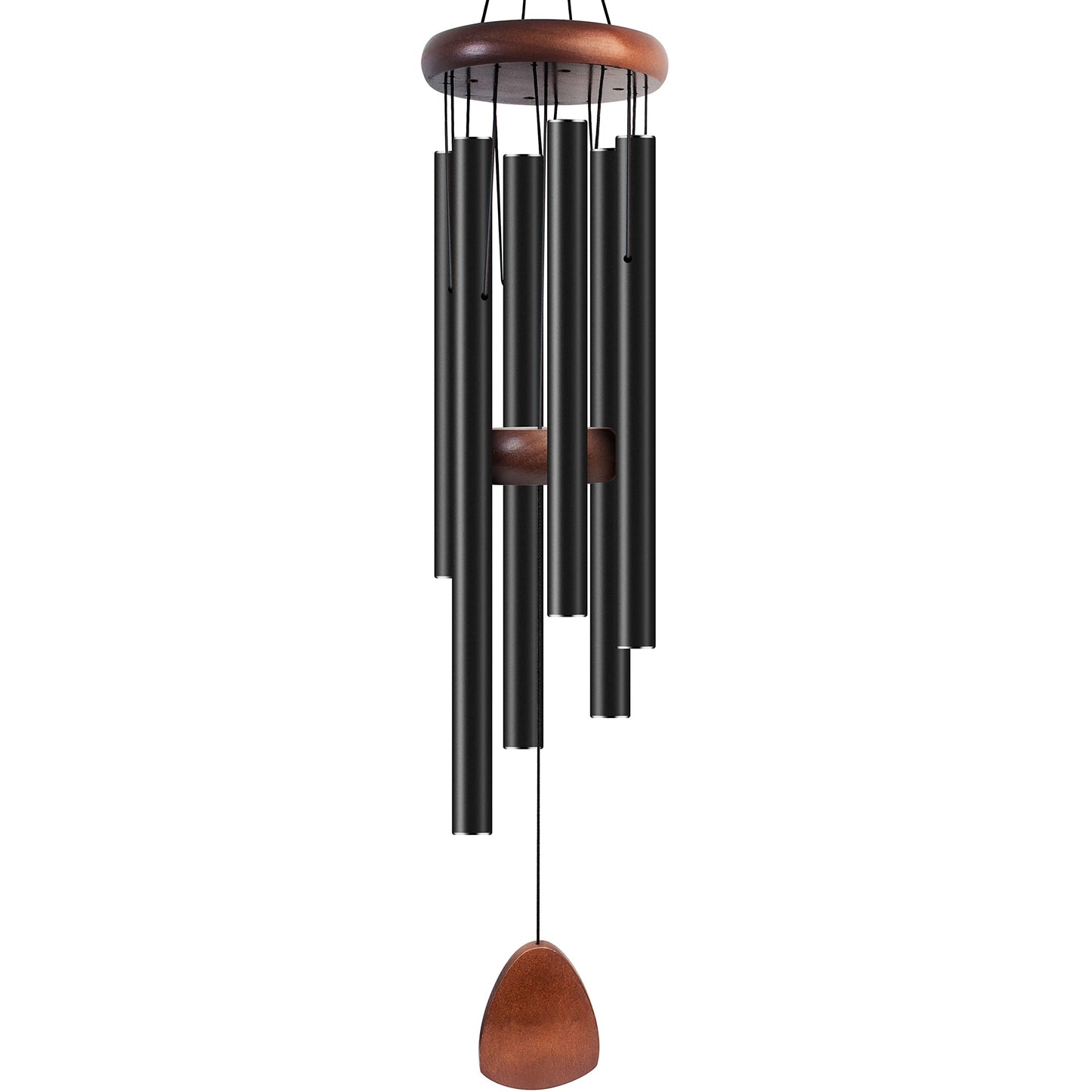 Bursvik Large Aluminium Wind Chimes 37" Inches to Create a Zen Atmosphere Suitable for Outdoor, Garden, Patio Decoration. Classic Black Wind Chimes with Wind Catcher Suitable as A Gift for Unisex - CookCave