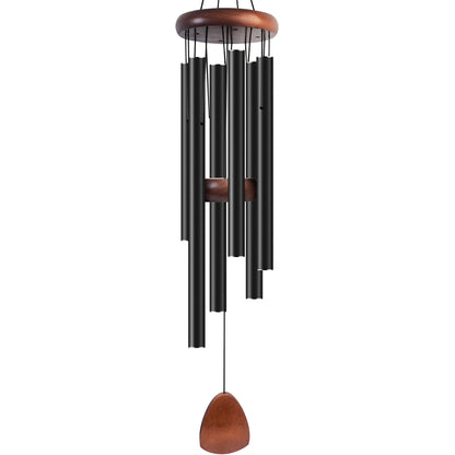 Bursvik Large Aluminium Wind Chimes 37" Inches to Create a Zen Atmosphere Suitable for Outdoor, Garden, Patio Decoration. Classic Black Wind Chimes with Wind Catcher Suitable as A Gift for Unisex - CookCave