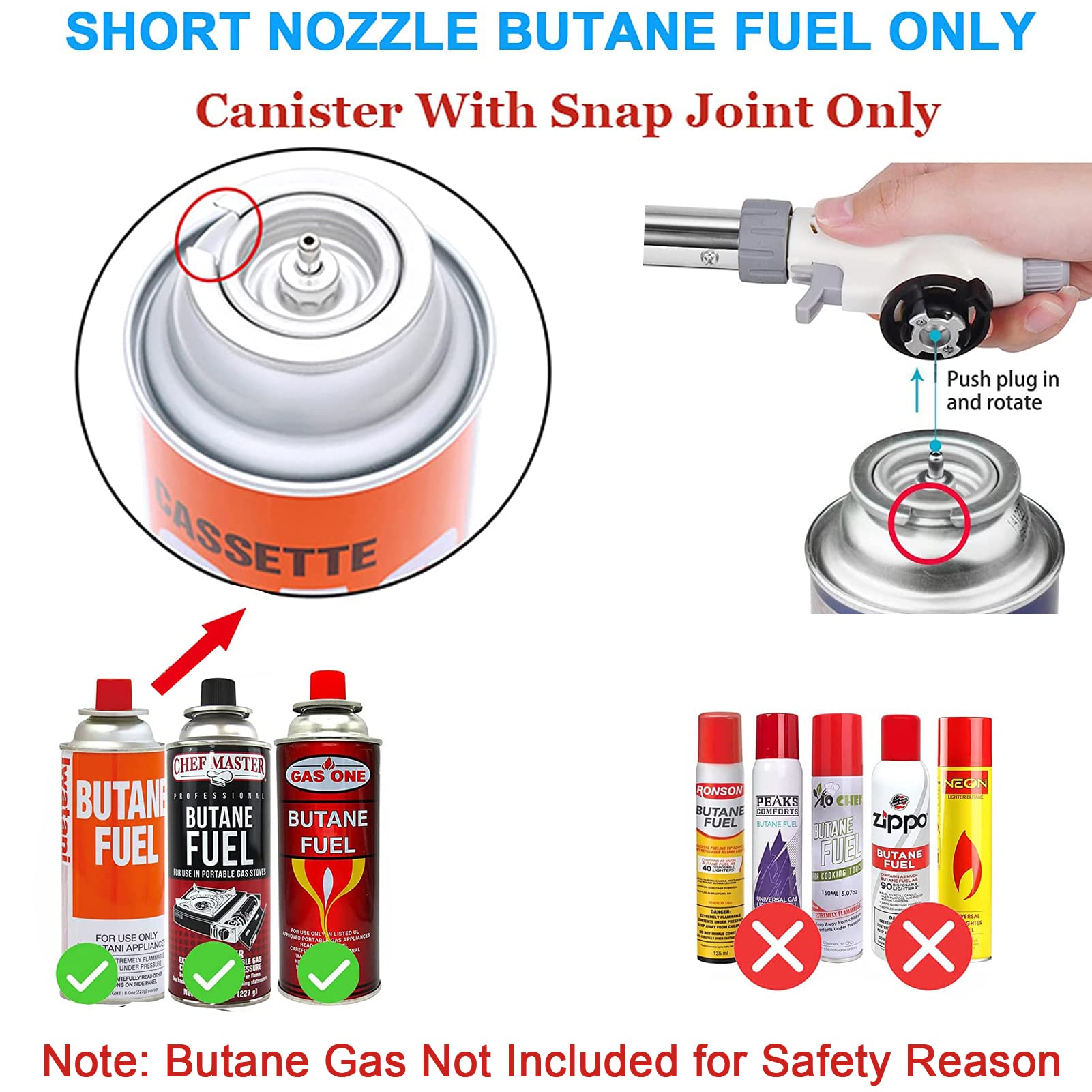 Butane Torch Kitchen Blow Lighter - Culinary Torches Chef Cooking Professional Adjustable Flame with Reverse Use for Creme, Brulee, BBQ, Baking, Jewelry by FunOwlet (Butane Fuel Not Included) - CookCave
