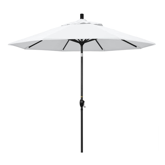 California Umbrella GSPT908302-F04 9' Round Aluminum Market, Crank Lift, Push Button Tilt, Black Pole, White Olefin Patio Umbrella, 9-Feet - CookCave