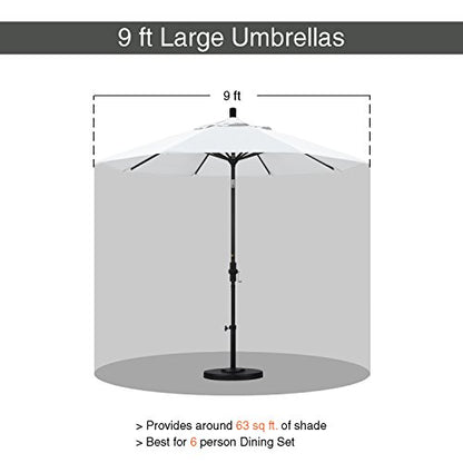 California Umbrella GSPT908302-F04 9' Round Aluminum Market, Crank Lift, Push Button Tilt, Black Pole, White Olefin Patio Umbrella, 9-Feet - CookCave