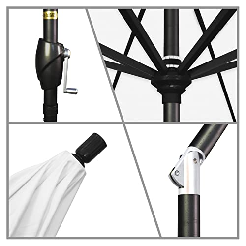 California Umbrella GSPT908302-F04 9' Round Aluminum Market, Crank Lift, Push Button Tilt, Black Pole, White Olefin Patio Umbrella, 9-Feet - CookCave