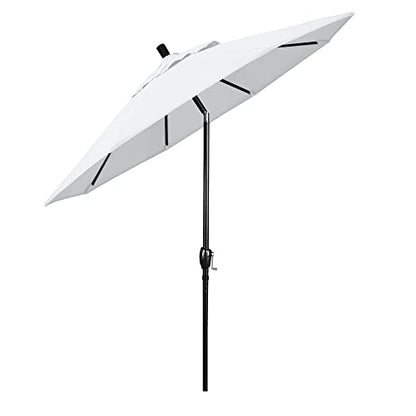 California Umbrella GSPT908302-F04 9' Round Aluminum Market, Crank Lift, Push Button Tilt, Black Pole, White Olefin Patio Umbrella, 9-Feet - CookCave