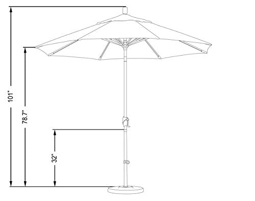 California Umbrella GSPT908302-F04 9' Round Aluminum Market, Crank Lift, Push Button Tilt, Black Pole, White Olefin Patio Umbrella, 9-Feet - CookCave