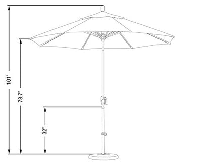 California Umbrella GSPT908302-F04 9' Round Aluminum Market, Crank Lift, Push Button Tilt, Black Pole, White Olefin Patio Umbrella, 9-Feet - CookCave