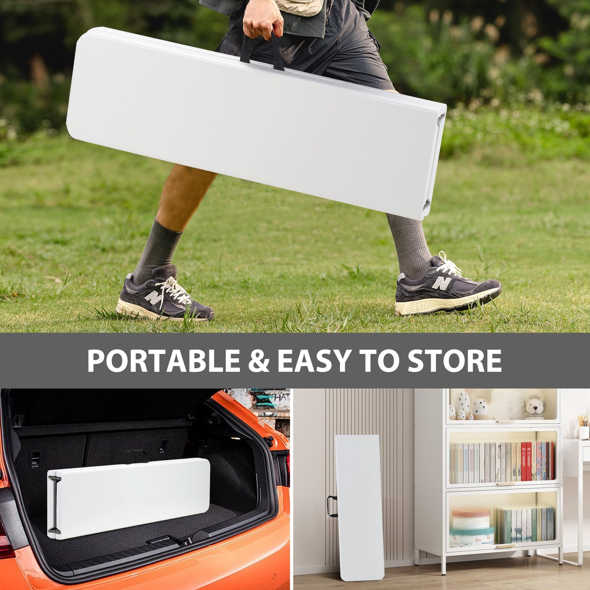 Candockway 6ft Plastic Folding Bench with Carrying Handle & Lock, Portable Outdoor Bench in Garden Picnic Camping Dining Party Seat, Waterproof Bench for Soccer Activities, Firm and Durable（2 Pack A） - CookCave