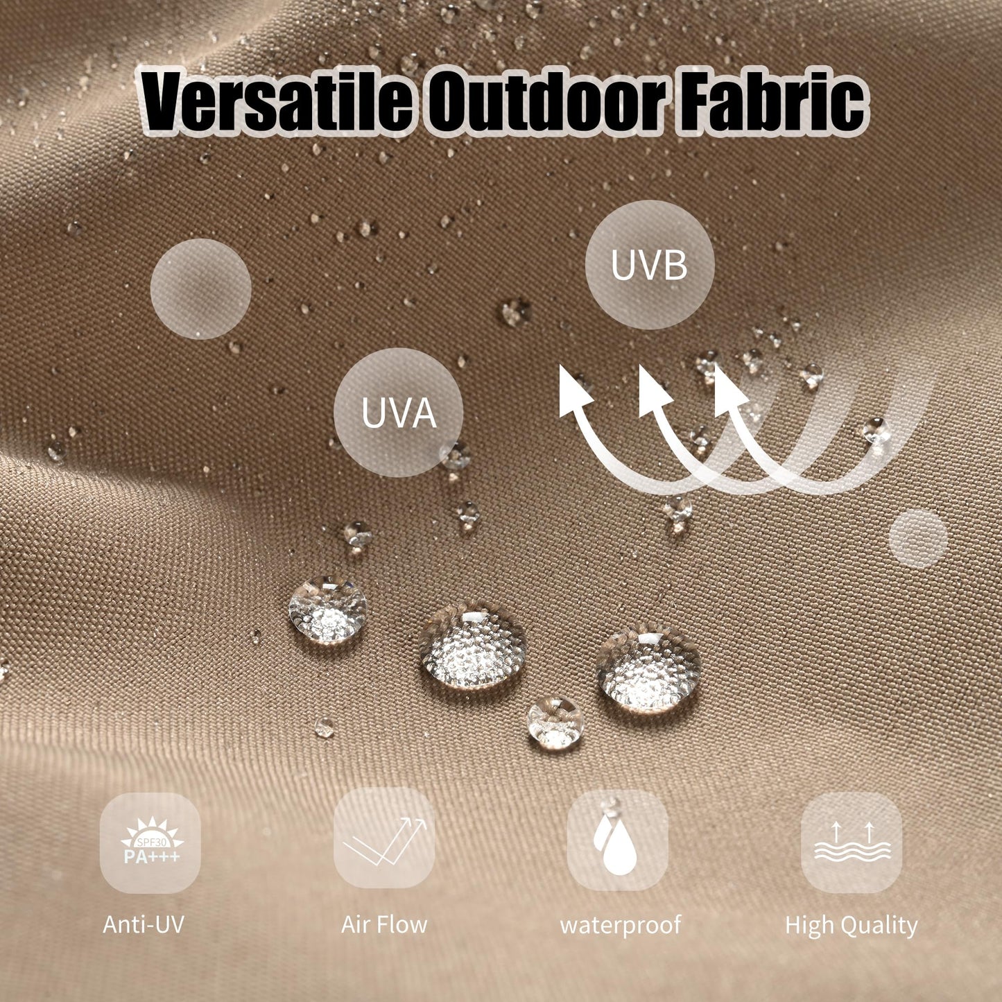 Caprihom 15ft Patio Umbrella with Base Included, Double Sided Outdoor Large Rectangular Patio Umbrella with Crank Handle, for Lawn Garden, Khaki - CookCave