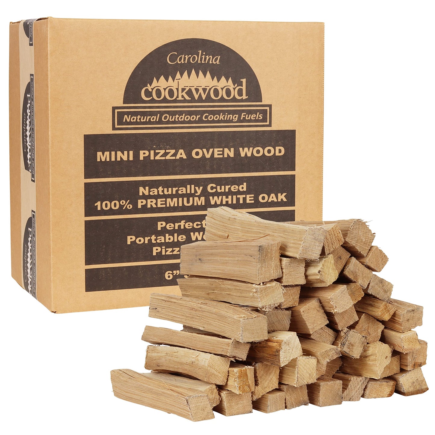 Carolina Cookwood Mini Pizza Oven Wood 6 Inch Firewood Pizza Logs Naturally Cured White Oak Hardwood for Portable Wood Pizza Ovens 790 Cubic Inches, Approximately 12-14lbs - CookCave