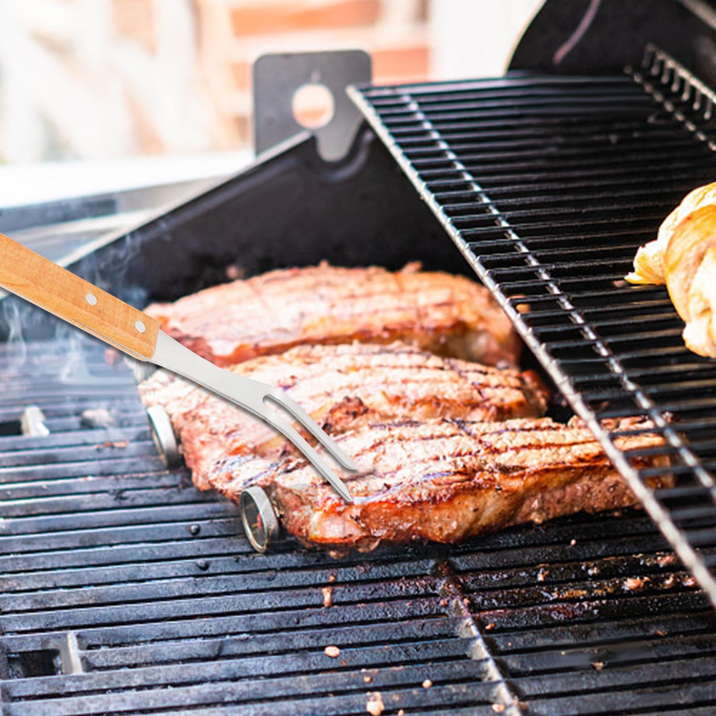 Carving Fork, Meat Fork (2 Pack), 13 Inch Cooking Forks with Wooden Handle, Heavy Duty Stainless Steel BBQ Fork, Long Metal Chef Kitchen Forks for Barbecue, Serving, Cooking, Grilling, Roasting - CookCave