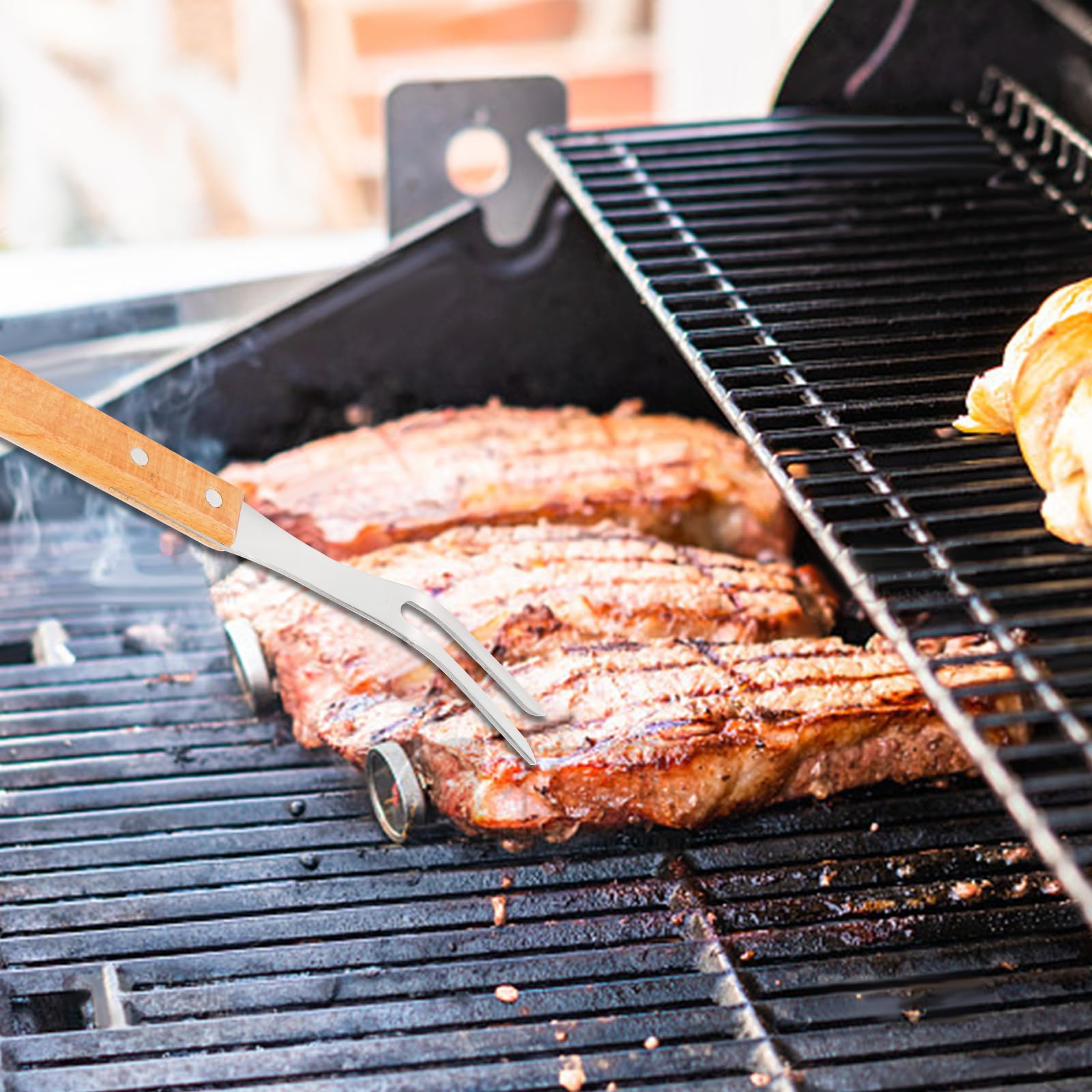 Carving Fork, Meat Fork (2 Pack), 13 Inch Cooking Forks with Wooden Handle, Heavy Duty Stainless Steel BBQ Fork, Long Metal Chef Kitchen Forks for Barbecue, Serving, Cooking, Grilling, Roasting - CookCave