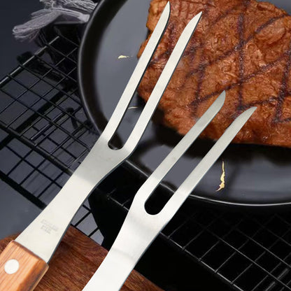 Carving Fork, Meat Fork (2 Pack), 13 Inch Cooking Forks with Wooden Handle, Heavy Duty Stainless Steel BBQ Fork, Long Metal Chef Kitchen Forks for Barbecue, Serving, Cooking, Grilling, Roasting - CookCave