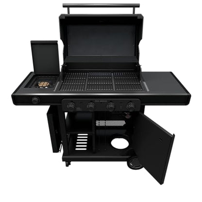 Char-Broil® Pro Series™ with Amplifire™ Infrared Technology 4-Burner Propane Gas Grill Cabinet with Side Burner, Black - 463281024 - CookCave