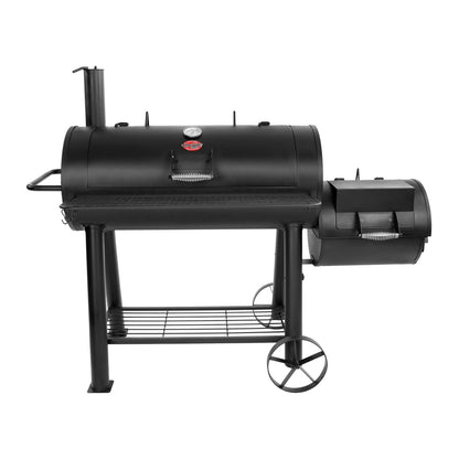 Char-Griller® Competition Pro® Barrel Grill and Offset Smoker, Includes Side Fire Box for Texas-Style Offset Smoking, Metal Cooking Grates, 1,010 Cooking Square Inches in Black, Model 2823 in Black - CookCave