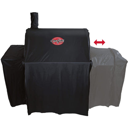 Char-Griller® Durable Polyester Grill and Smoker Cover with Waterproof Material, PVC Lining, and Extendable Design in Black, 46"L x 23"W x 48.5"H, Model 5555 - CookCave