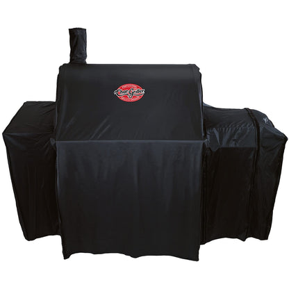 Char-Griller® Durable Polyester Grill and Smoker Cover with Waterproof Material, PVC Lining, and Extendable Design in Black, 46"L x 23"W x 48.5"H, Model 5555 - CookCave