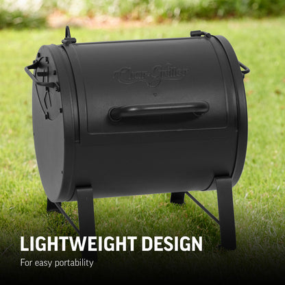 Char-Griller® Portable Charcoal Grill and Side Fire Box Attachment for Texas-Style Offset Smoking Methods with 250 Cooking Square Inches in Black, Model E82424 - CookCave