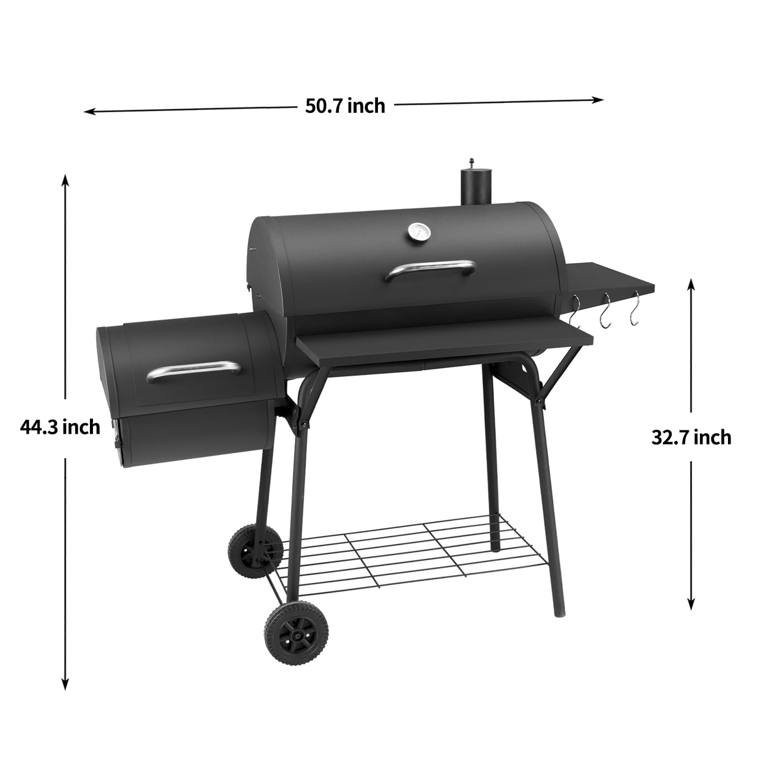 Charcoal Grill with Offset Smoker,BBQ Grills with Side Table,Outdoor Cooking with 714 Square Inches,Backyard Camping Picnics, Patio and Parties, Black by DNKMOR - CookCave
