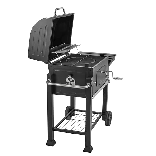 Charcoal Grills, Large Outdoor BBQ Grill Offset Smoker with Side Table Heavy Duty Outside Barbecue Grills Cooking Backyard Patio,Cast Iron Grate - CookCave