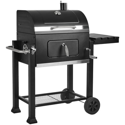 Charcoal Grills, Large Outdoor BBQ Grill Offset Smoker with Side Table Heavy Duty Outside Barbecue Grills Cooking Backyard Patio,Cast Iron Grate - CookCave